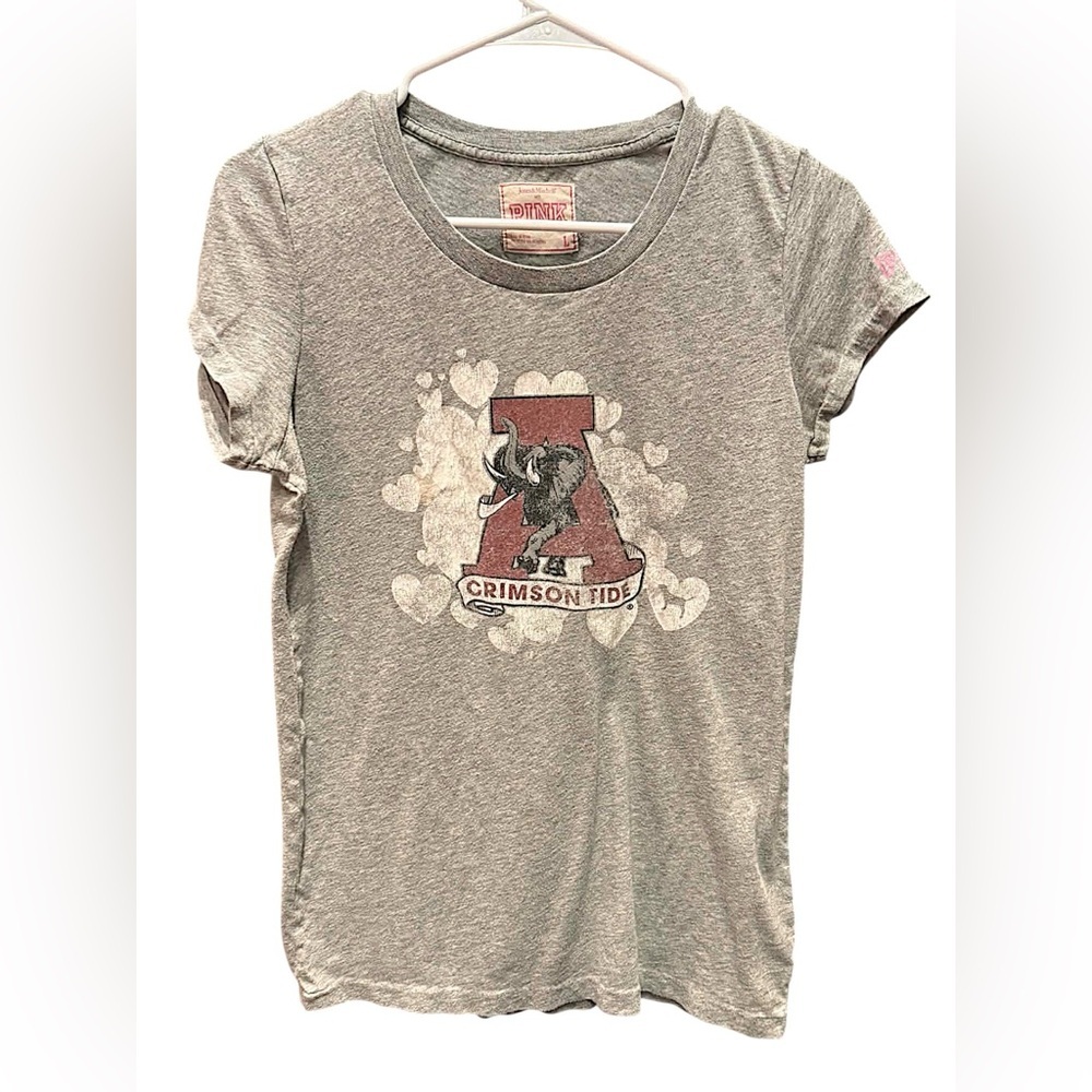 PINK Victoria’s Secret Alabama Crimson Tide Gray Women's Graphic Tee LARGE - Picture 2 of 7